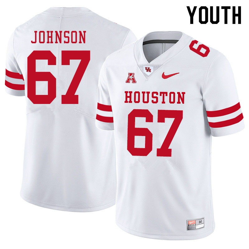 Youth #67 Cam'Ron Johnson Houston Cougars College Football Jerseys Sale-White - Click Image to Close